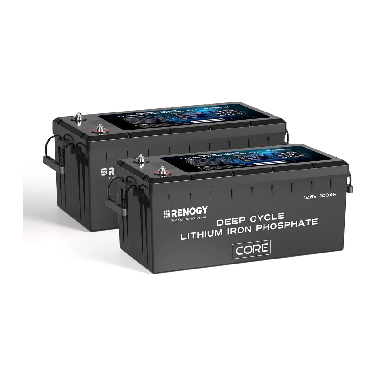 Renogy - 12V - 300AH - Core Series Lithium Iron Phosphate Battery with Self-Heating (Pack of 2)