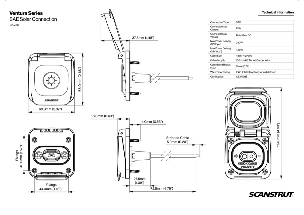 Scanstrut - Ventura - SAE Solar Input Socket