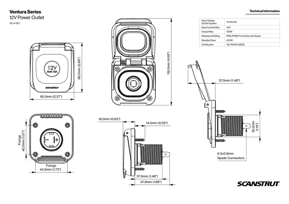 Scanstrut - Ventura - 12V Accessory Socket