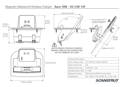 Scanstrut - 12/24V - 10W - ROKK Wireless Aura Charger