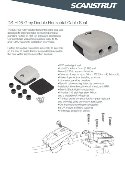 Scanstrut - DS-HD6 - 5-6mm Horizontal Double Cable Seal - Grey