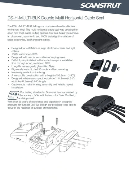 Scanstrut - DS-H-MULTI - Up to 15mm Horizontal Multi Cable Seal - Black