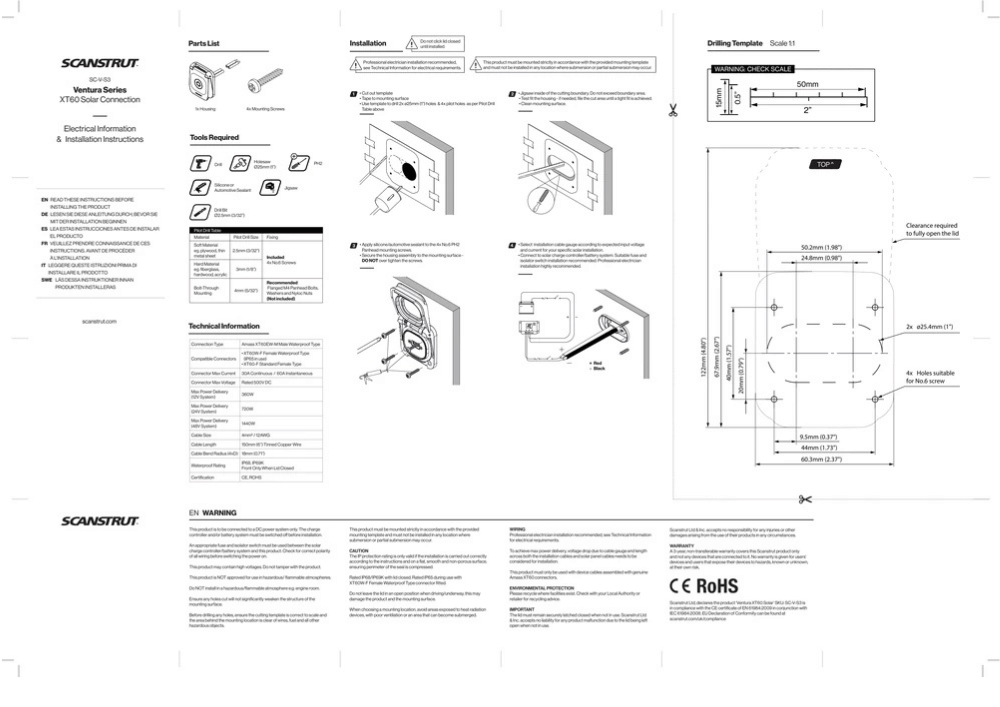 Scanstrut - Ventura - XT60 Solar Input Socket