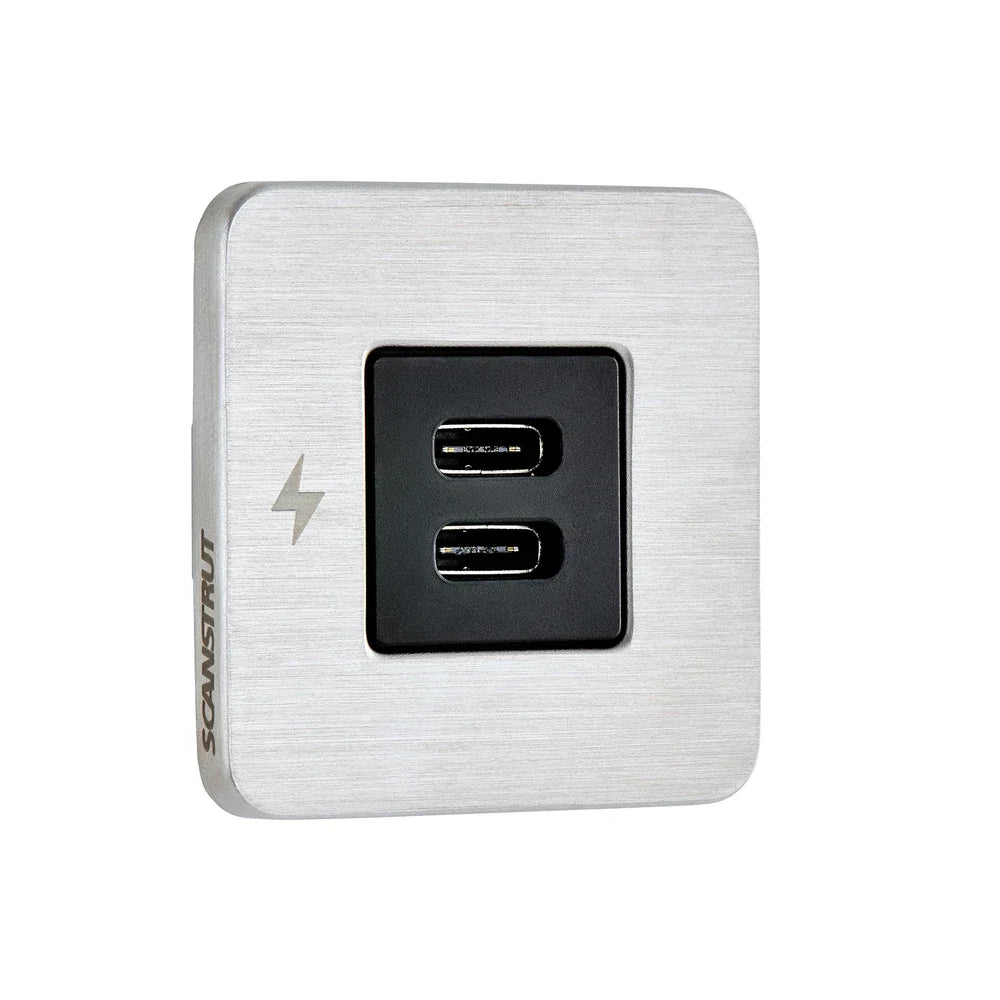 Scanstrut - 12/24V - TILE - Dual USB-C Socket - Brushed Stainless