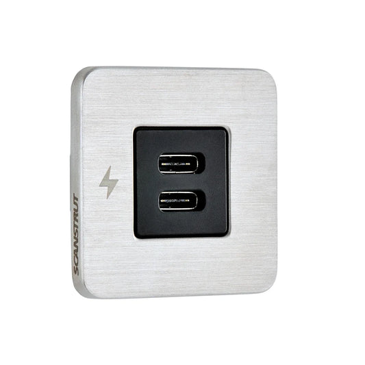 Scanstrut - 12/24V - TILE - Dual USB-C Socket - Brushed Stainless