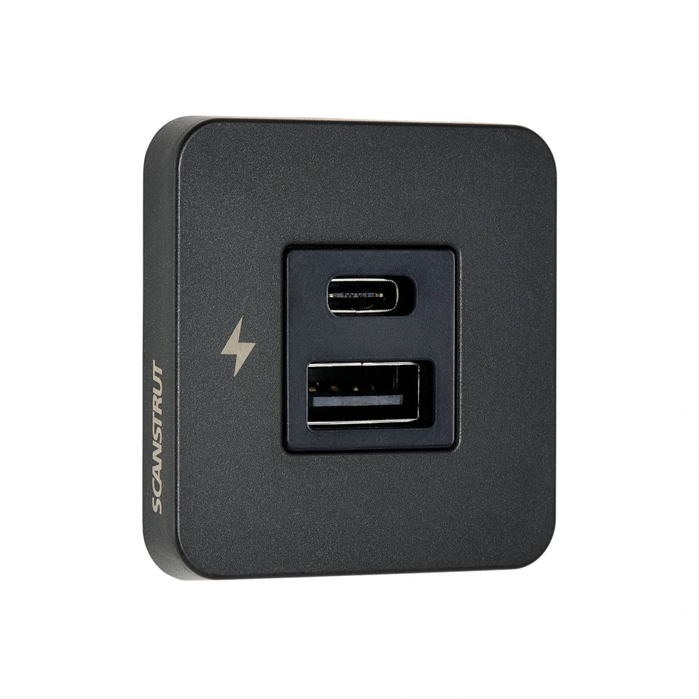 Scanstrut - 12/24V - TILE - USB-A & USB-C Socket - Black