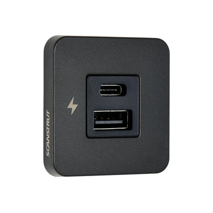 Scanstrut - 12/24V - TILE - USB-A & USB-C Socket - Black