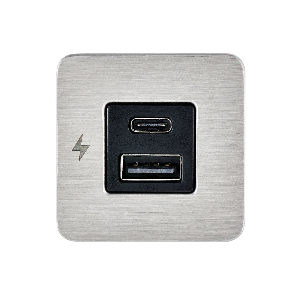 Scanstrut - 12/24V - TILE - USB-A & USB-C Socket - Brushed Stainless