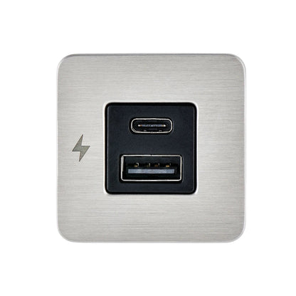 Scanstrut - 12/24V - TILE - USB-A & USB-C Socket - Brushed Stainless