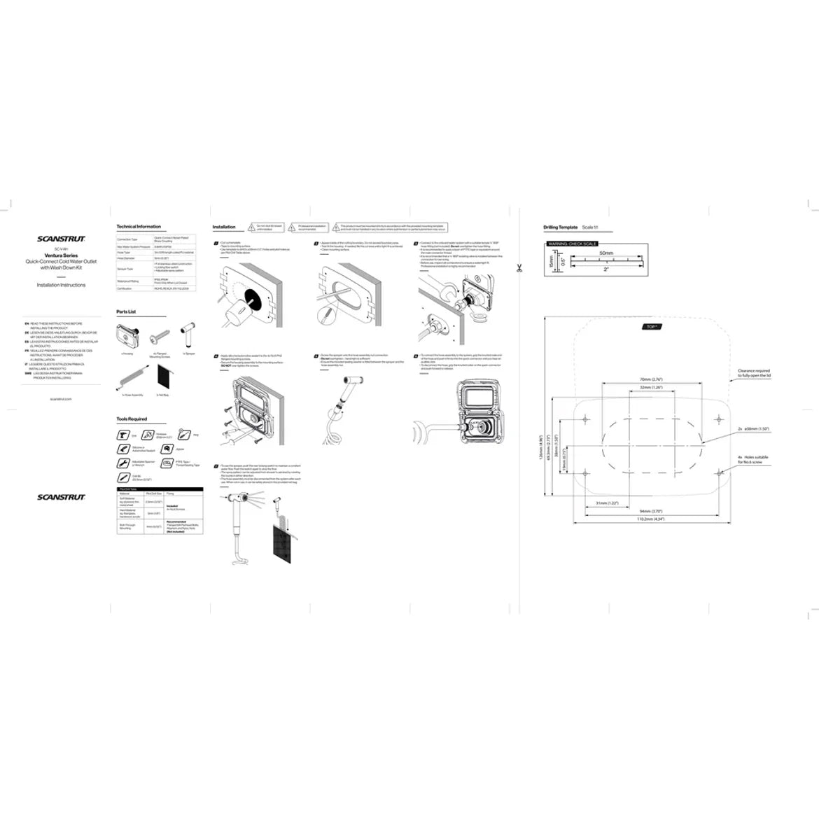 Scanstrut - Ventura - Quick-Connect Cold Water Outlet & Wash Down Kit