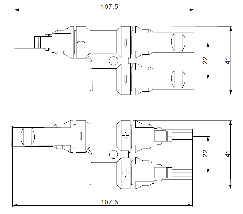 Exotronic - 2 to 1 'h' Branch Solar Connector Pair (Pack of 5)