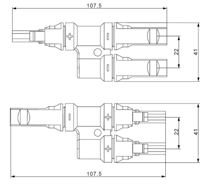 Exotronic - 2 to 1 'h' Branch Solar Connector Pair (Pack of 5)