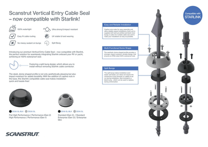 Scanstrut - DS16-SL - Starlink Compatible Vertical Cable Seal - Black