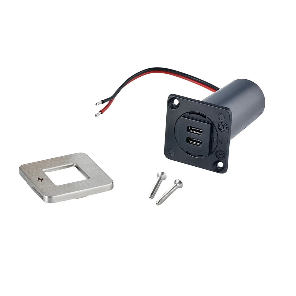 Scanstrut - 12/24V - TILE - Dual USB-C Socket - Brushed Stainless